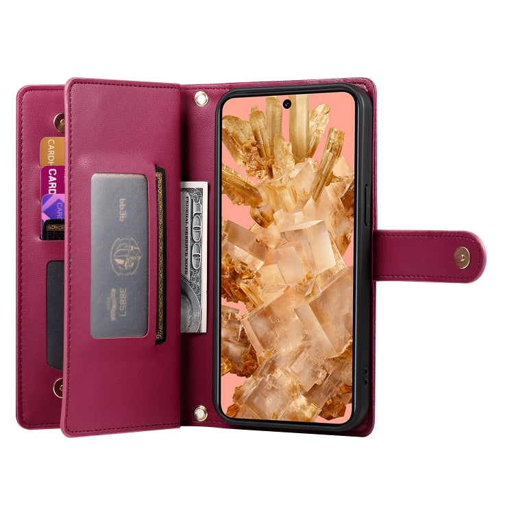 For Google Pixel 8 Nine Card-slot Zipper Wallet Bag Leather Phone Case