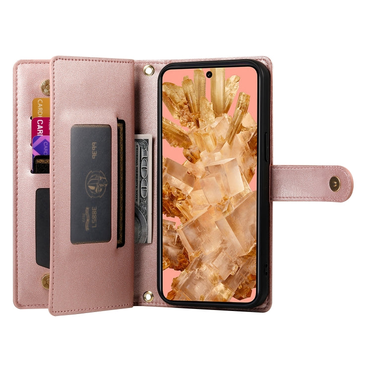 For Google Pixel 8 Nine Card-slot Zipper Wallet Bag Leather Phone Case