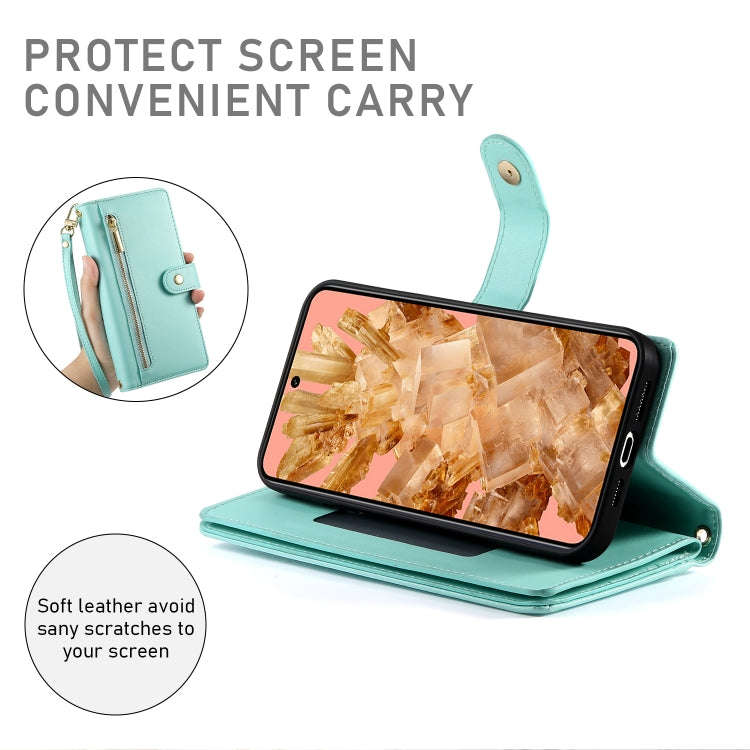 For Google Pixel 8 Nine Card-slot Zipper Wallet Bag Leather Phone Case