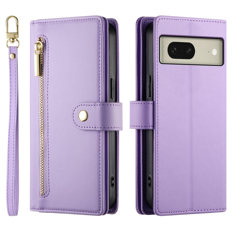 For Google Pixel 8 Nine Card-slot Zipper Wallet Bag Leather Phone Case