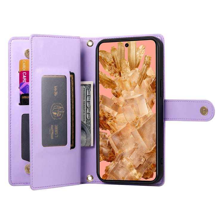 For Google Pixel 8 Nine Card-slot Zipper Wallet Bag Leather Phone Case