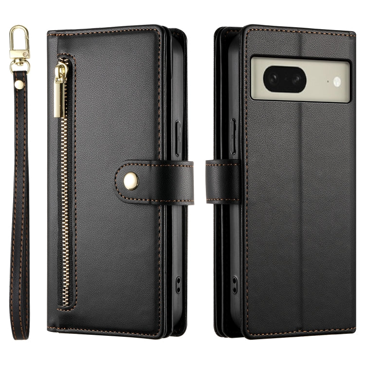 For Google Pixel 8 Nine Card-slot Zipper Wallet Bag Leather Phone Case
