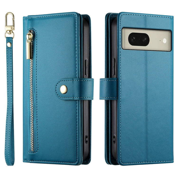 For Google Pixel 8 Nine Card-slot Zipper Wallet Bag Leather Phone Case