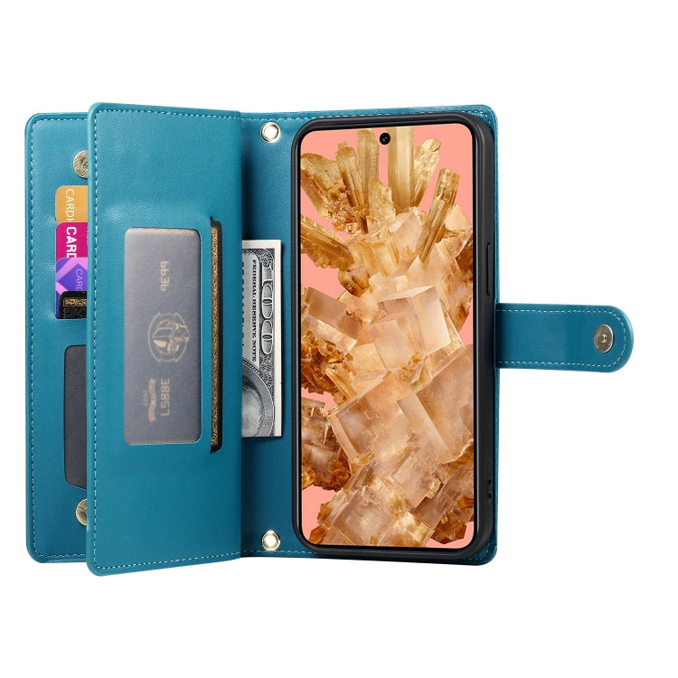 For Google Pixel 8 Nine Card-slot Zipper Wallet Bag Leather Phone Case