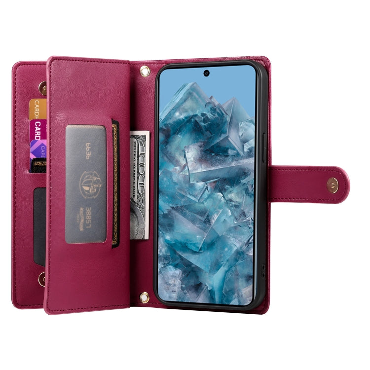 For Google Pixel 8 Pro Nine Card-slot Zipper Wallet Bag Leather Phone Case
