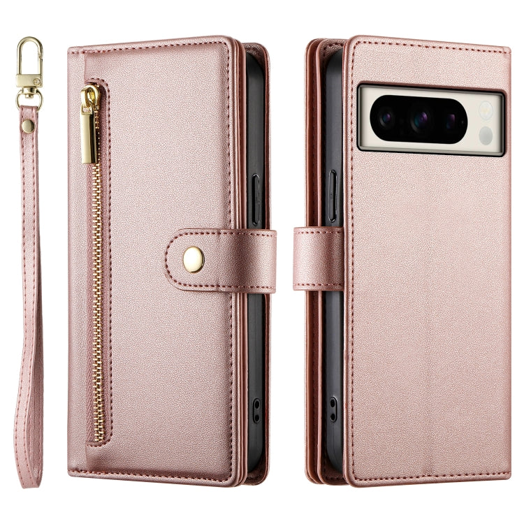 For Google Pixel 8 Pro Nine Card-slot Zipper Wallet Bag Leather Phone Case