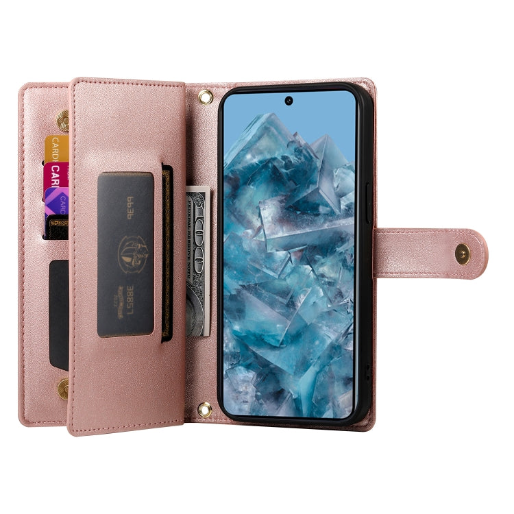 For Google Pixel 8 Pro Nine Card-slot Zipper Wallet Bag Leather Phone Case