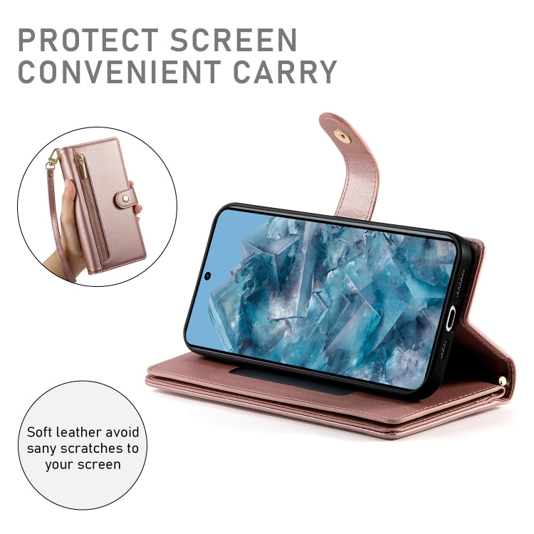 For Google Pixel 8 Pro Nine Card-slot Zipper Wallet Bag Leather Phone Case