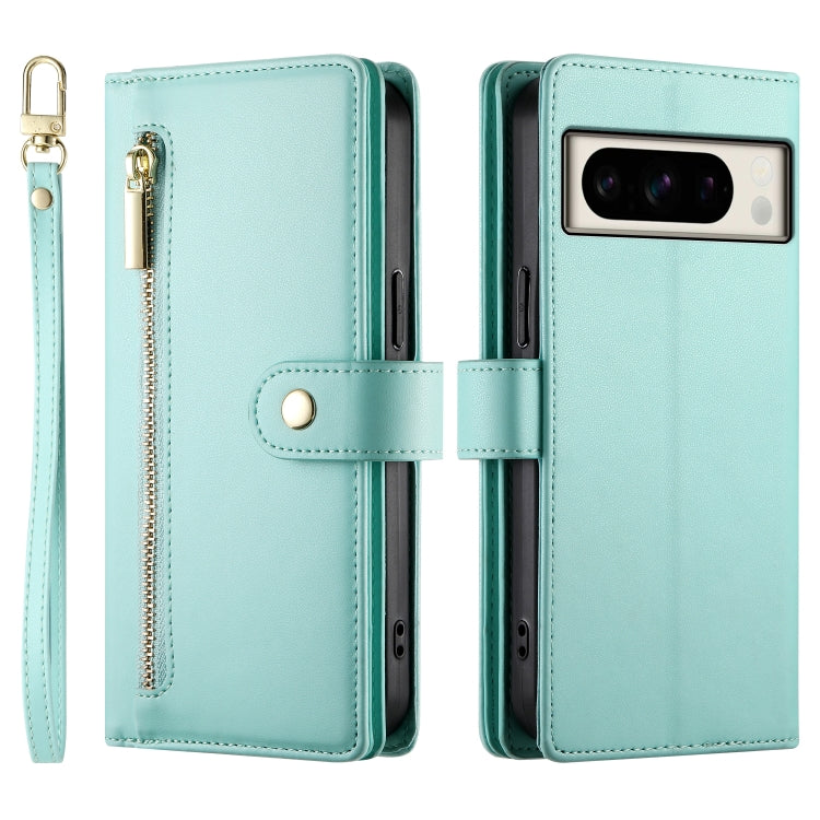 For Google Pixel 8 Pro Nine Card-slot Zipper Wallet Bag Leather Phone Case
