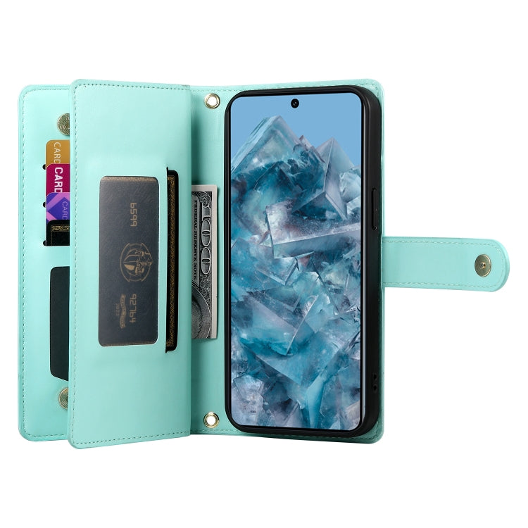 For Google Pixel 8 Pro Nine Card-slot Zipper Wallet Bag Leather Phone Case