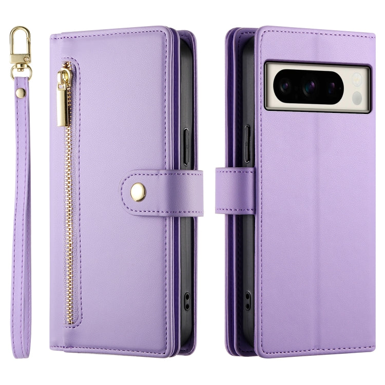 For Google Pixel 8 Pro Nine Card-slot Zipper Wallet Bag Leather Phone Case