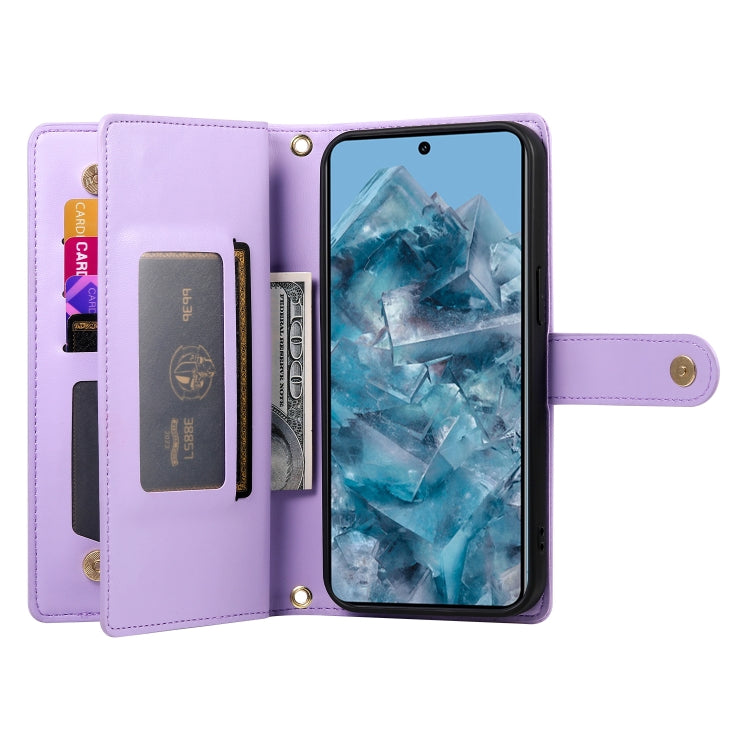 For Google Pixel 8 Pro Nine Card-slot Zipper Wallet Bag Leather Phone Case
