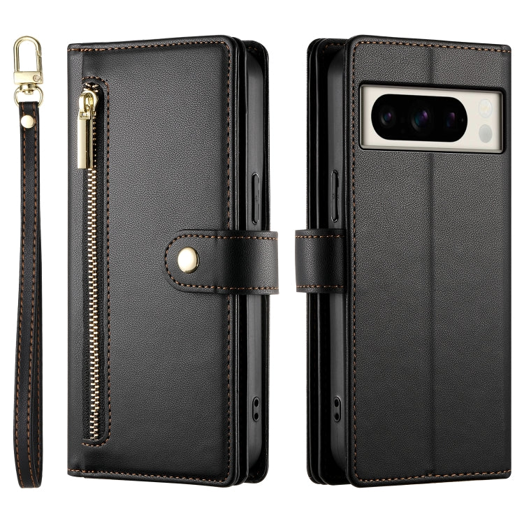 For Google Pixel 8 Pro Nine Card-slot Zipper Wallet Bag Leather Phone Case