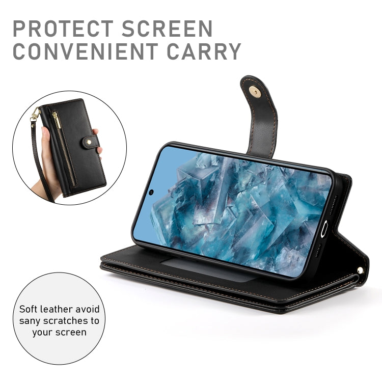 For Google Pixel 8 Pro Nine Card-slot Zipper Wallet Bag Leather Phone Case