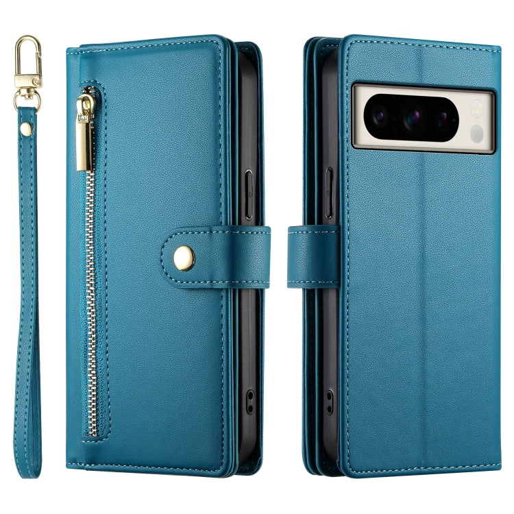 For Google Pixel 8 Pro Nine Card-slot Zipper Wallet Bag Leather Phone Case
