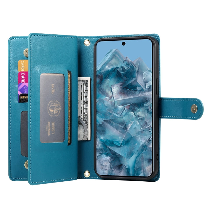 For Google Pixel 8 Pro Nine Card-slot Zipper Wallet Bag Leather Phone Case
