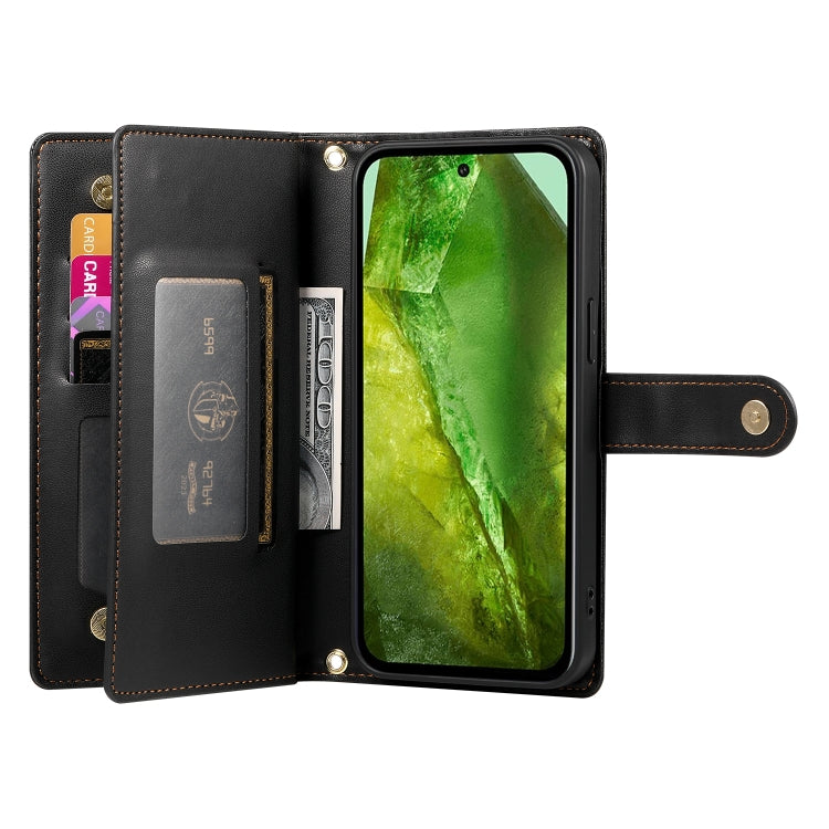 For Google Pixel 8a Nine Card-slot Zipper Wallet Bag Leather Phone Case