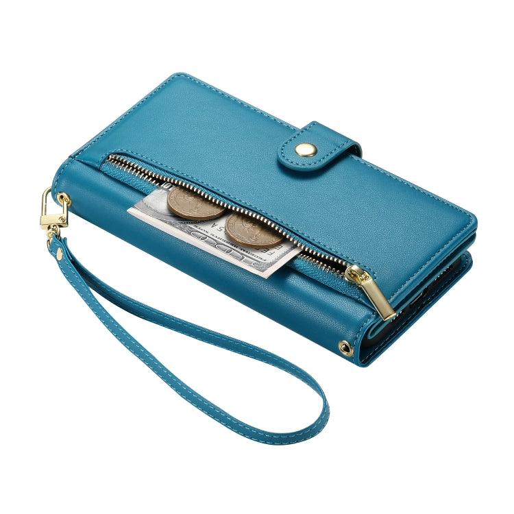 For Google Pixel 8a Nine Card-slot Zipper Wallet Bag Leather Phone Case