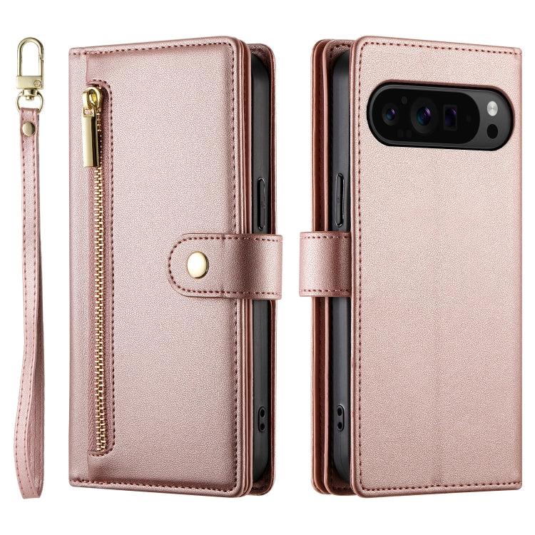 For Google Pixel 9 Pro XL Nine Card-slot Zipper Wallet Bag Leather Phone Case