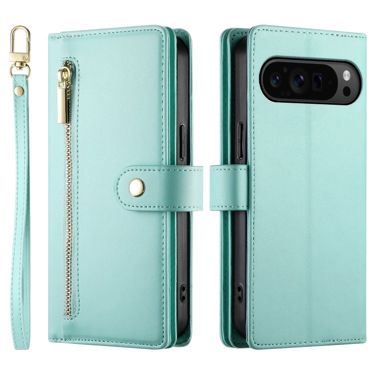 For Google Pixel 9 Pro XL Nine Card-slot Zipper Wallet Bag Leather Phone Case