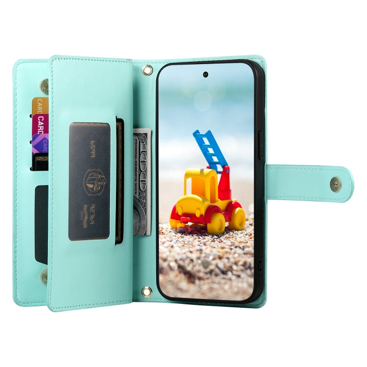 For Google Pixel 9 Pro XL Nine Card-slot Zipper Wallet Bag Leather Phone Case