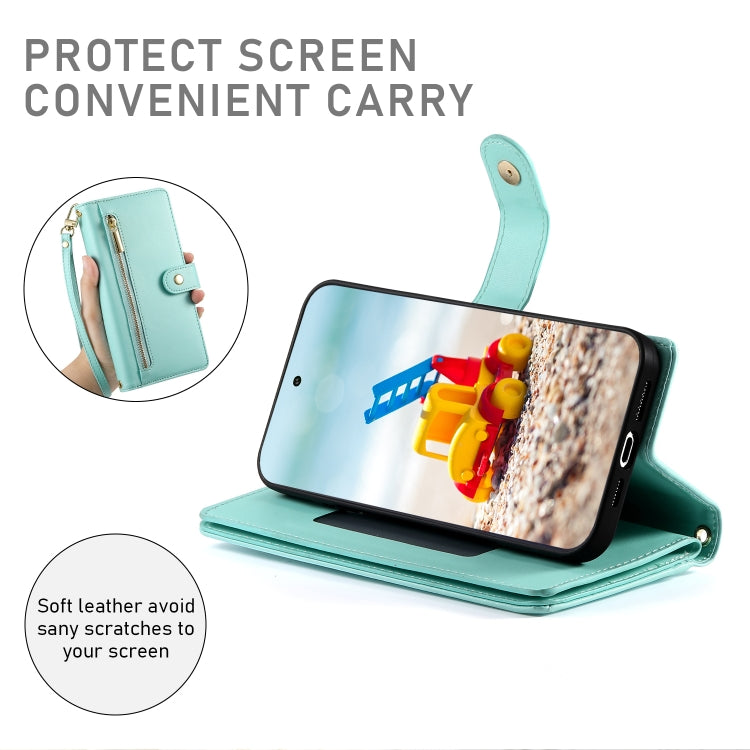 For Google Pixel 9 Pro XL Nine Card-slot Zipper Wallet Bag Leather Phone Case