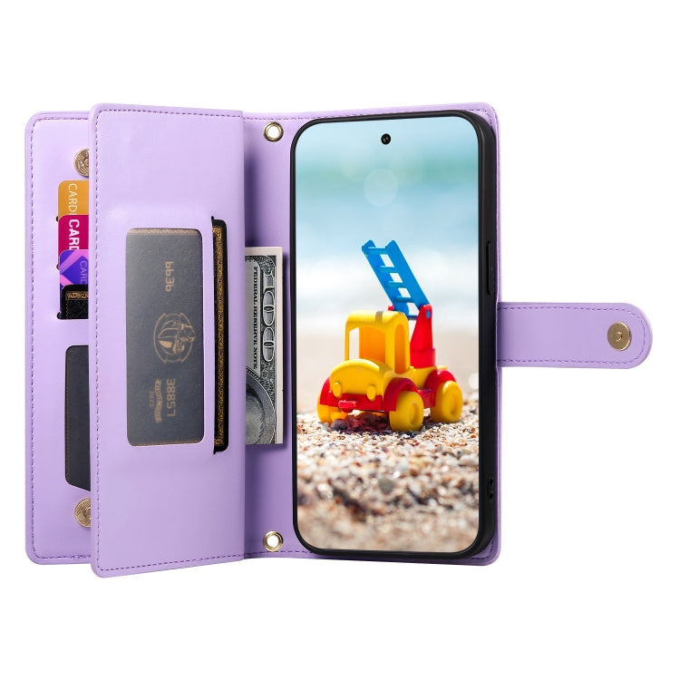For Google Pixel 9 Pro XL Nine Card-slot Zipper Wallet Bag Leather Phone Case