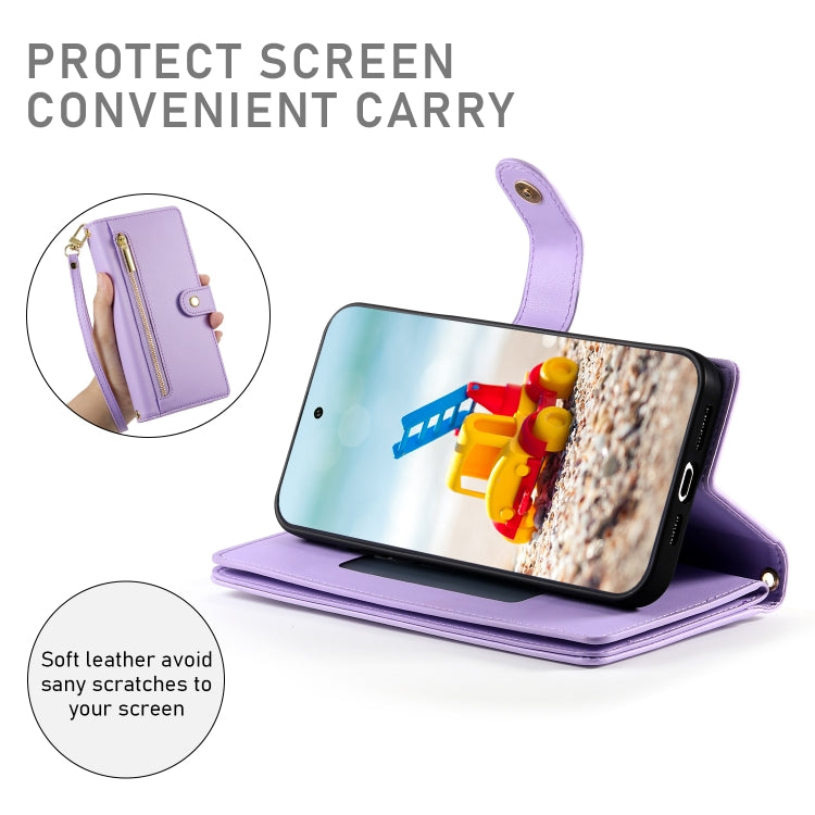 For Google Pixel 9 Pro XL Nine Card-slot Zipper Wallet Bag Leather Phone Case