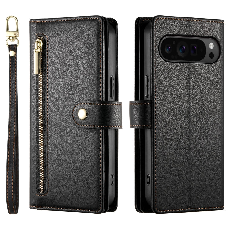 For Google Pixel 9 Pro XL Nine Card-slot Zipper Wallet Bag Leather Phone Case