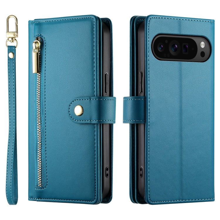 For Google Pixel 9 Pro XL Nine Card-slot Zipper Wallet Bag Leather Phone Case