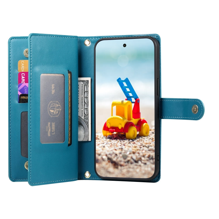 For Google Pixel 9 Pro XL Nine Card-slot Zipper Wallet Bag Leather Phone Case