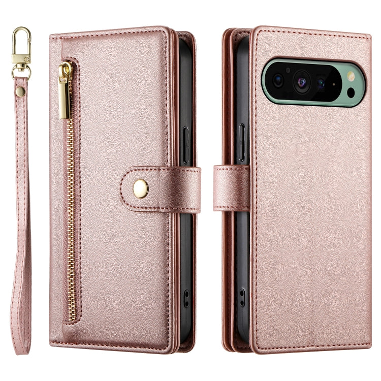 For Google Pixel 9 / 9 Pro Nine Card-slot Zipper Wallet Bag Leather Phone Case