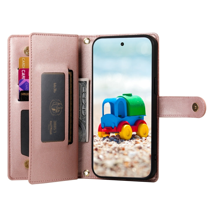 For Google Pixel 9 / 9 Pro Nine Card-slot Zipper Wallet Bag Leather Phone Case