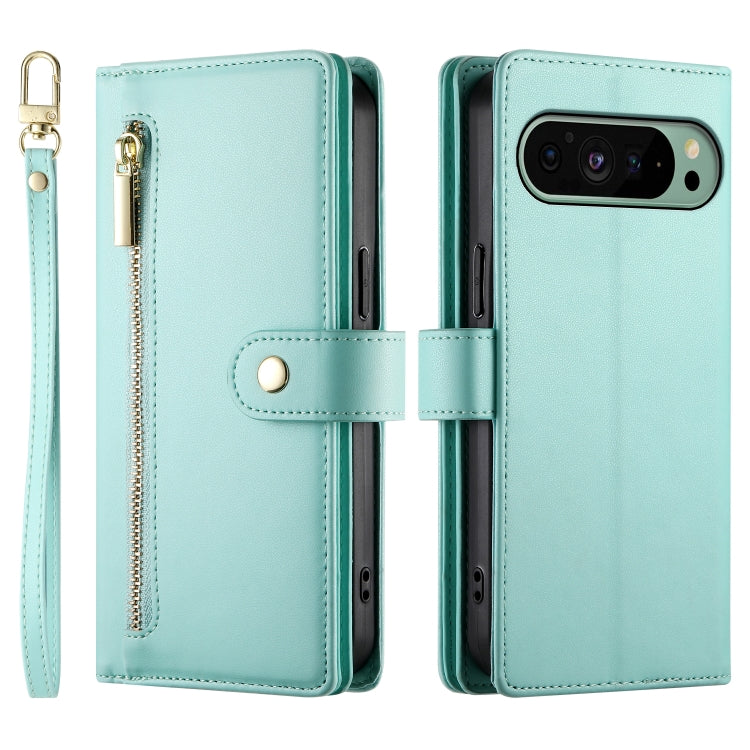 For Google Pixel 9 / 9 Pro Nine Card-slot Zipper Wallet Bag Leather Phone Case