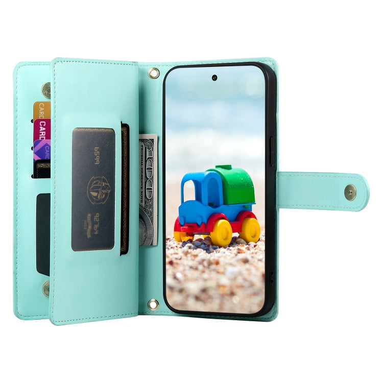 For Google Pixel 9 / 9 Pro Nine Card-slot Zipper Wallet Bag Leather Phone Case