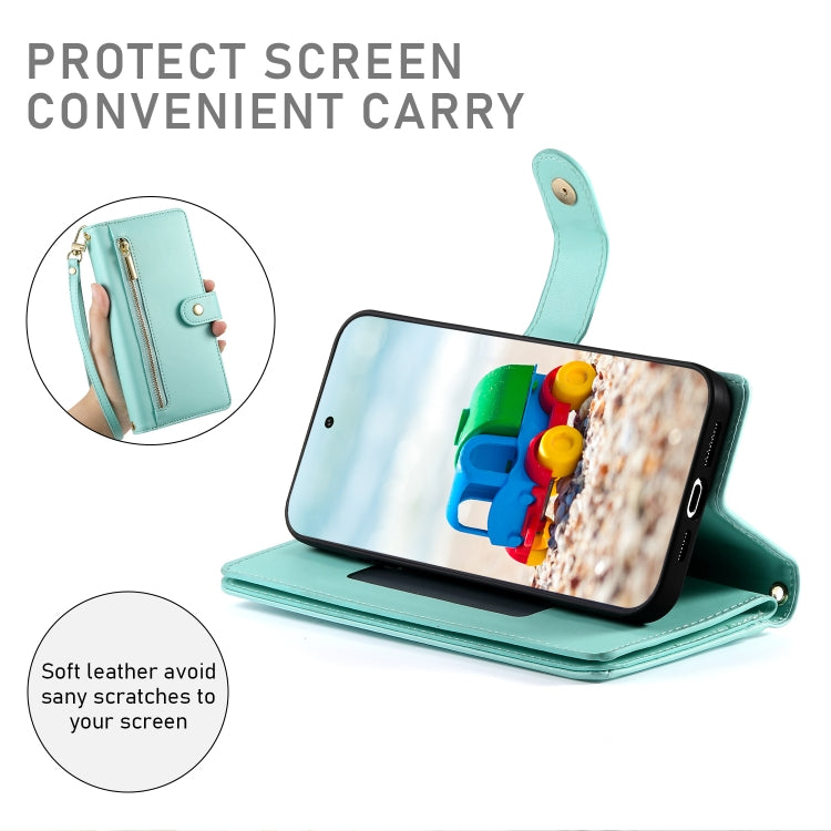 For Google Pixel 9 / 9 Pro Nine Card-slot Zipper Wallet Bag Leather Phone Case