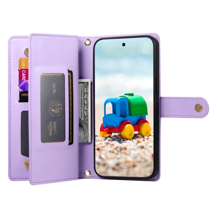 For Google Pixel 9 / 9 Pro Nine Card-slot Zipper Wallet Bag Leather Phone Case