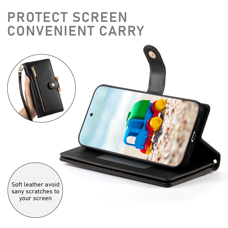 For Google Pixel 9 / 9 Pro Nine Card-slot Zipper Wallet Bag Leather Phone Case