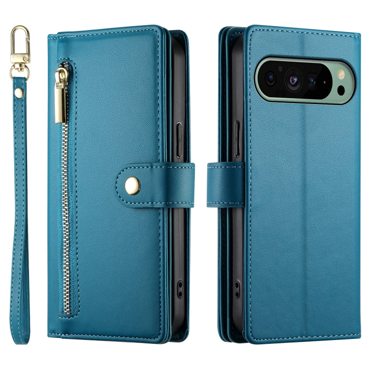 For Google Pixel 9 / 9 Pro Nine Card-slot Zipper Wallet Bag Leather Phone Case