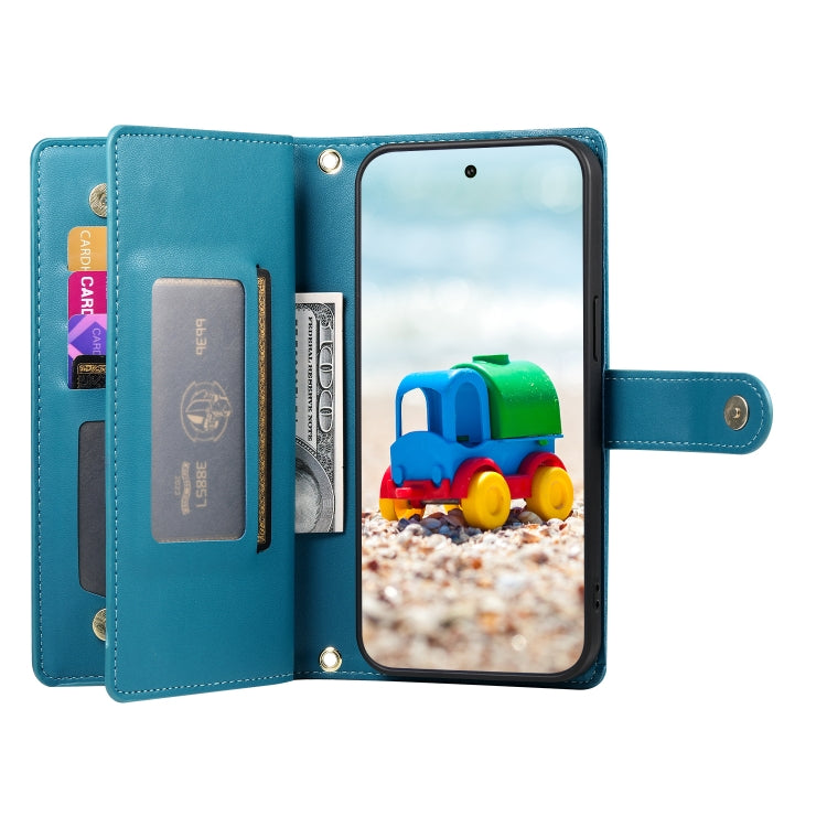 For Google Pixel 9 / 9 Pro Nine Card-slot Zipper Wallet Bag Leather Phone Case
