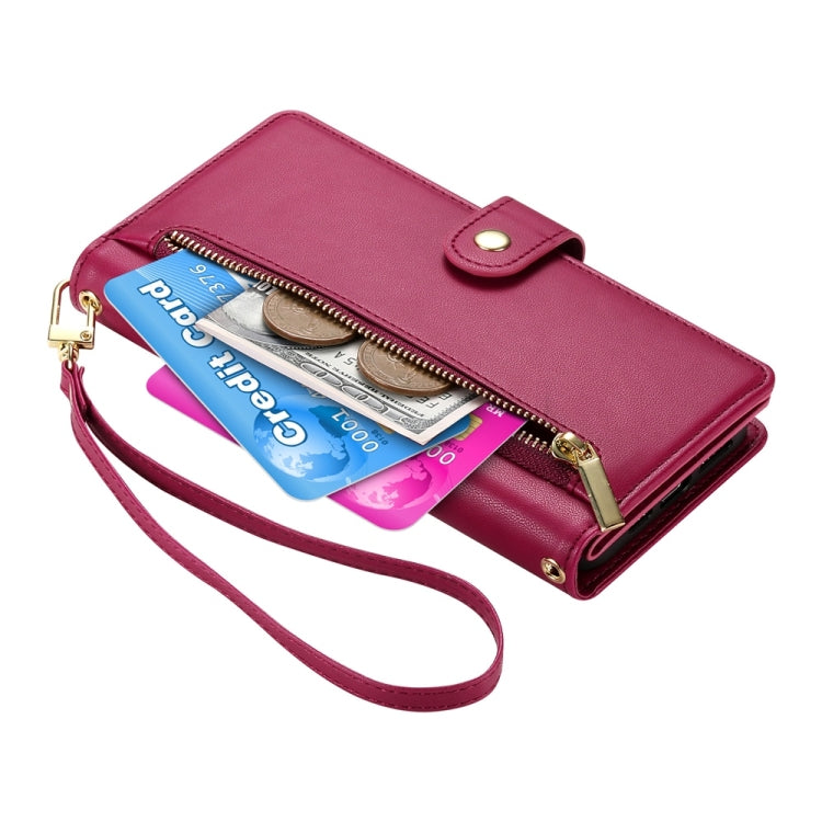 For Google Pixel 9a Nine Card-slot Zipper Wallet Bag Leather Phone Case