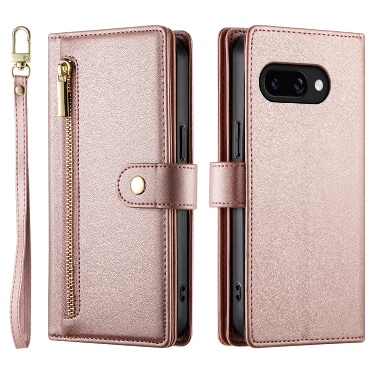 For Google Pixel 9a Nine Card-slot Zipper Wallet Bag Leather Phone Case