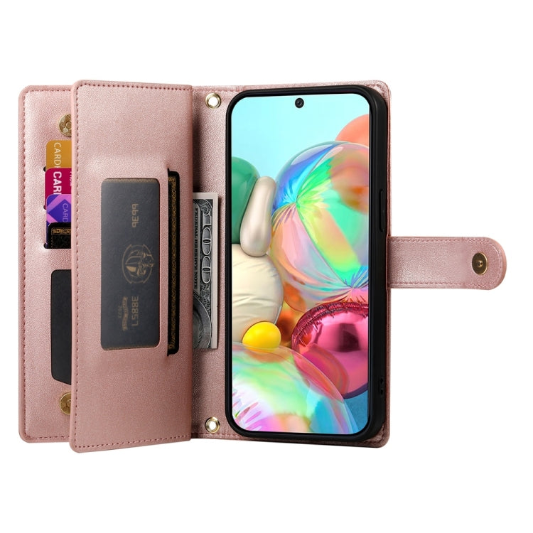 For Google Pixel 9a Nine Card-slot Zipper Wallet Bag Leather Phone Case