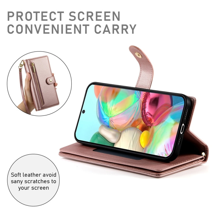 For Google Pixel 9a Nine Card-slot Zipper Wallet Bag Leather Phone Case