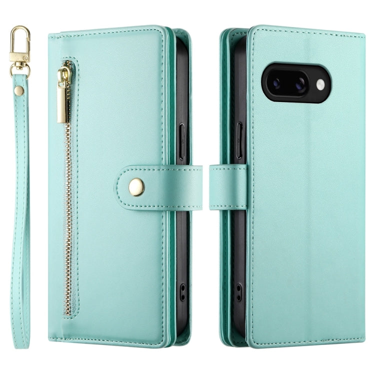 For Google Pixel 9a Nine Card-slot Zipper Wallet Bag Leather Phone Case