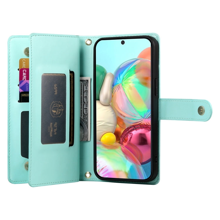 For Google Pixel 9a Nine Card-slot Zipper Wallet Bag Leather Phone Case