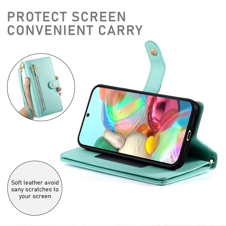 For Google Pixel 9a Nine Card-slot Zipper Wallet Bag Leather Phone Case