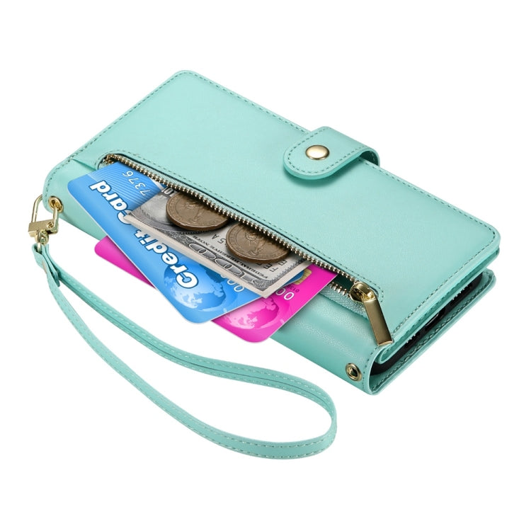 For Google Pixel 9a Nine Card-slot Zipper Wallet Bag Leather Phone Case
