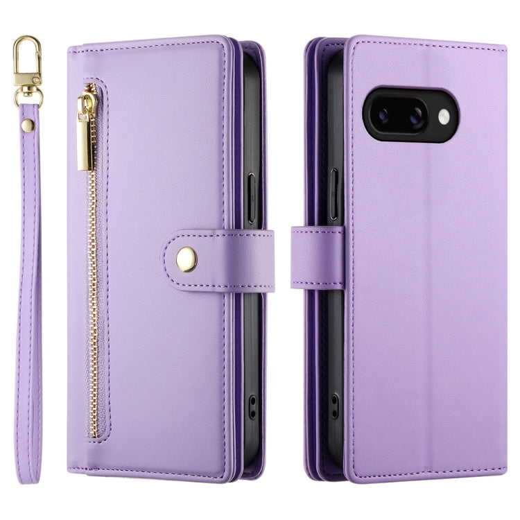 For Google Pixel 9a Nine Card-slot Zipper Wallet Bag Leather Phone Case