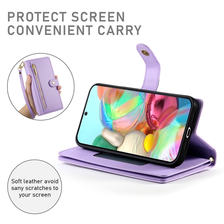 For Google Pixel 9a Nine Card-slot Zipper Wallet Bag Leather Phone Case